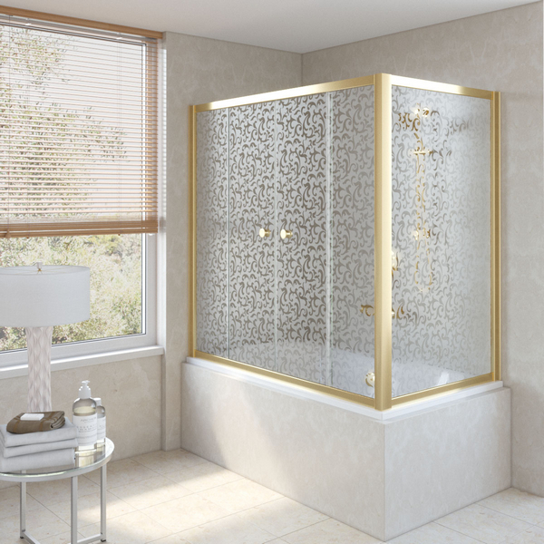Душевая шторка на ванную профиль золотой стекло фея Vegas-glass Z2V+ZVF 170*80 09 R03 (детальная фотография)