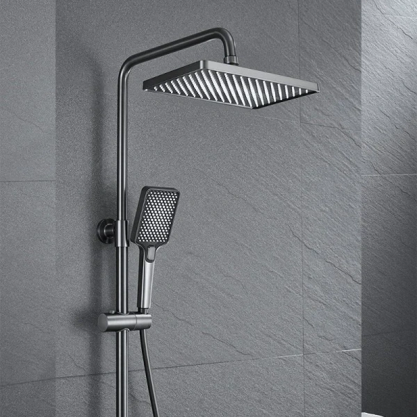 Душевая стойка Black&White Universe оружейная сталь 5015MG (детальная фотография), с изливом