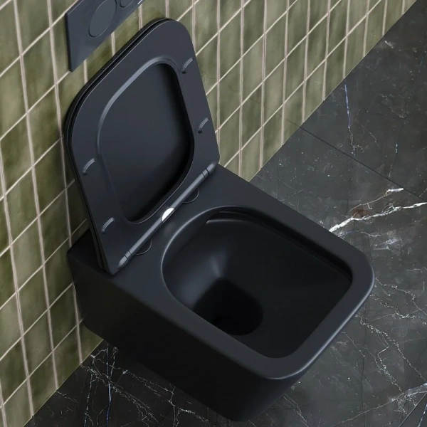Унитаз подвесной Ceramica Nova Metric черный матовый CN3007MB (детальная фотография), с микролифтом