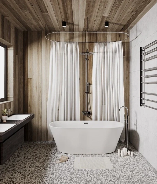 Ванна акриловая Grossman Forta, GR-1503M, 170 x 75 см, отдельностоящая, белая матовая (детальная фотография), современныe, hi-tech