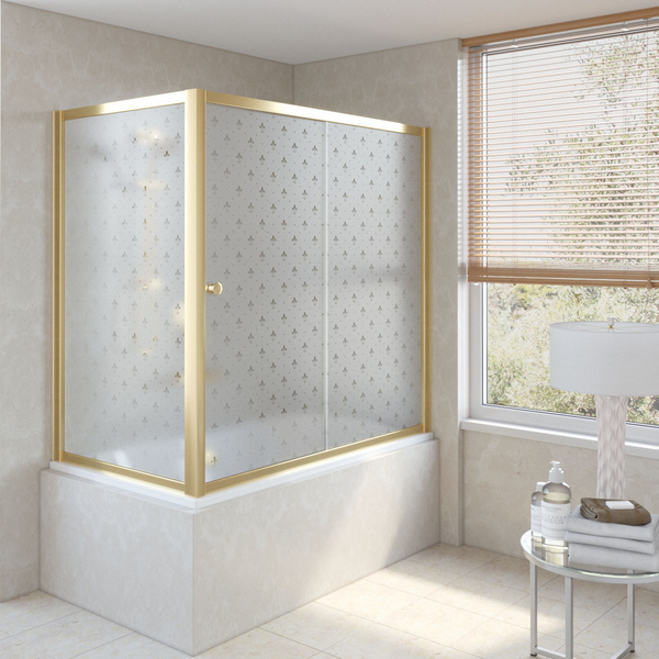 Душевая шторка на ванную стекло флёр-де-лис Vegas-glass ZV+ZVF 170х80 R05 L (детальная фотография), узорчатые