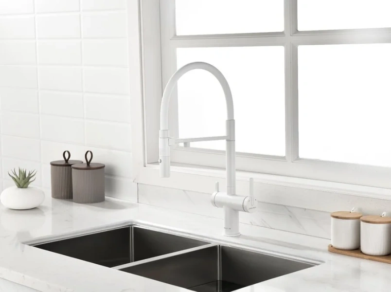 Смеситель для питьевой воды Paulmark Gravity белый матовый Gr213888-WH (детальная фотография), современные, hi-tech