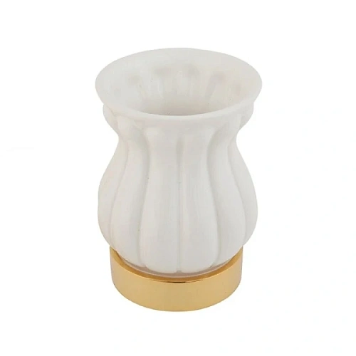 Стакан для ванной Migliore Olivia белая керамика, золото - фото 3