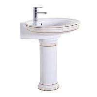 Раковина Ceramalux Luxe Classic 75 см белый/золото