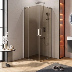 Душевой уголок Cezares Slider 80х80 см стекло бронзовое профиль хром