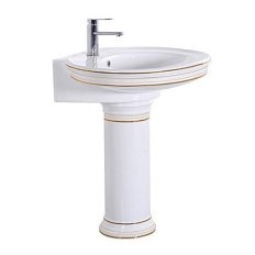 Раковина Ceramalux Luxe Classic 75 см белый/золото