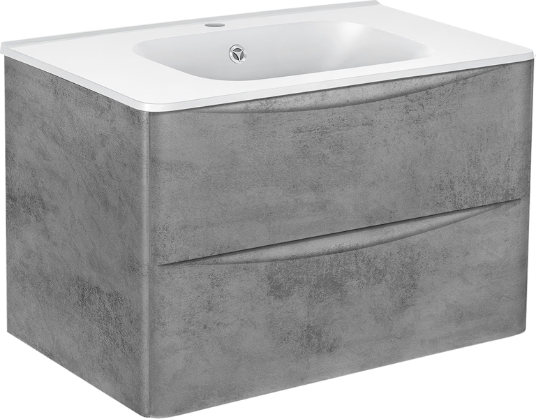 Тумба с раковиной подвесная Vincea Paola VMC-2P800 79,4 см с выдвижными ящиками (детальная фотография), белая, светло-коричневая, серая