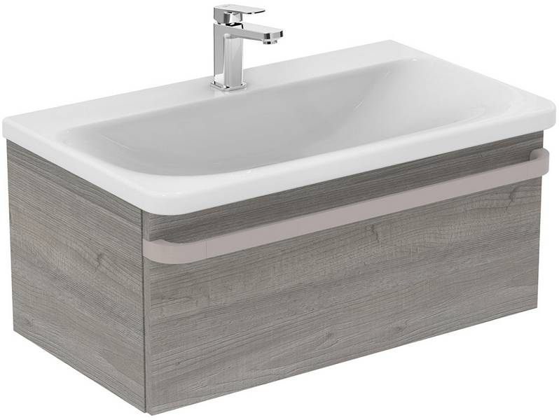 Тумба под раковину подвесная Ideal Standard Tonic II 80 см светло-серое дерево R4303FE (детальная фотография), подвесная, пристенная