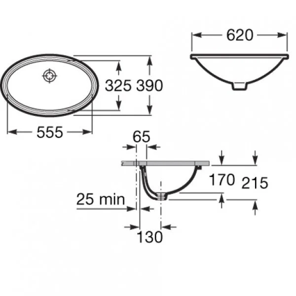 Раковина Roca Grand Berna 62 см встраиваемая 327899000 (детальная фотография), современные, hi-tech
