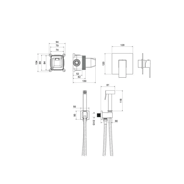 Гигиенический душ со смесителем Акватек Либра хром AQ1619CR (детальная фотография), для туалета