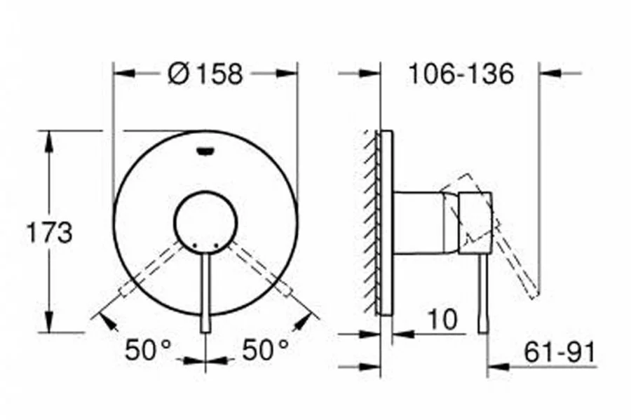 Смеситель для душа встраиваемый холодный рассвет глянец Grohe Essence New  24057GL1 (детальная фотография), для душа