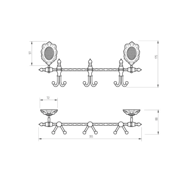 Крючок для ванной Migliore Cleopatra бронза 16635 (детальная фотография), классические, ретро, декорированные