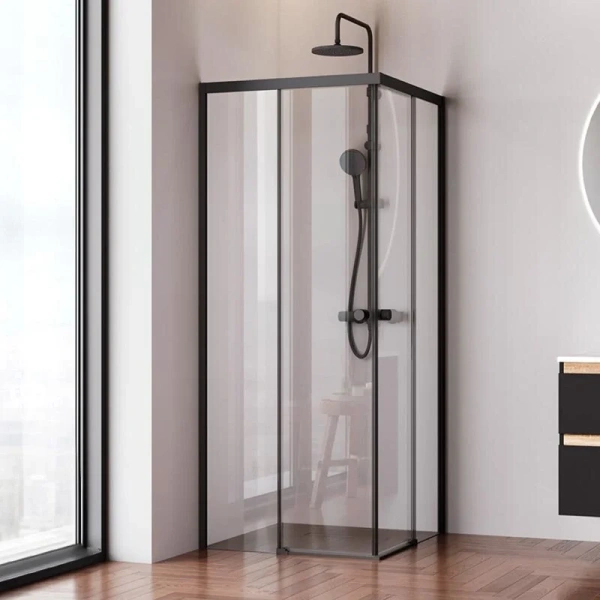 Душевой уголок Am.Pm X-Joy 80x80 см профиль черный матовый W94G-403-8080-BТ1К (детальная фотография), современные, hi-tech