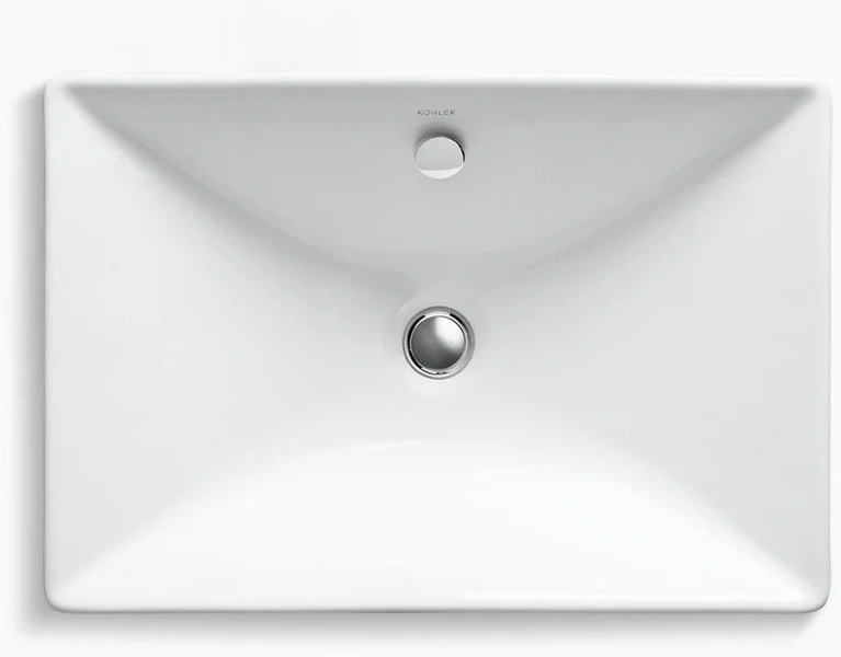 Раковина Jacob Delafon Reve 55 см белая с отверстием перелива 4819-0 (детальная фотография), накладные (на столешницу), пристенные