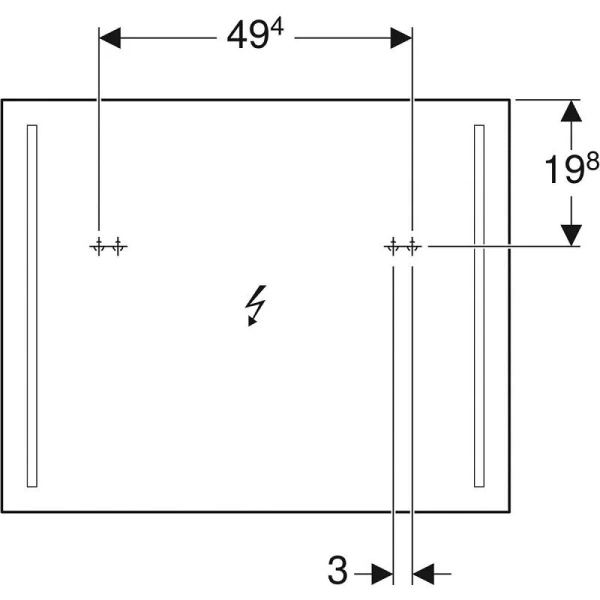 Зеркало с подсветкой Geberit Option Basic 80 см с кнопкой 500.588.00.1 (детальная фотография), полотно