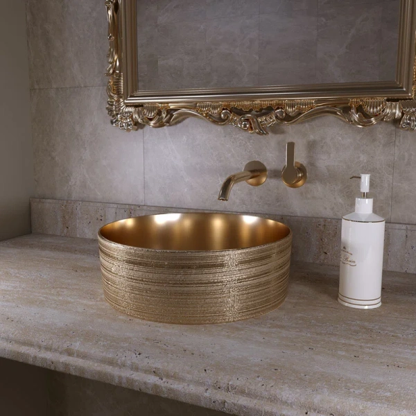 Раковина Grossman 35,5 см золотая GR-5010GG (детальная фотография), другие