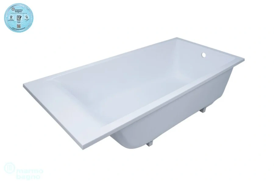 Ванна из литьевого мрамора Marmo Bagno Алесса NEW, 180 х 80 см, MB-ALN180-80 (детальная фотография), современныe, hi-tech