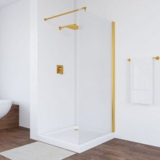 Душевая перегородка профиль золотой стекло сатин Vegas-glass