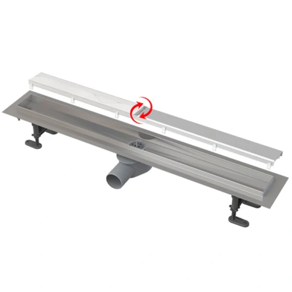 Душевой лоток AlcaPlast 75 см горизонтальный сток AG071401750 (детальная фотография), для монтажа в пол