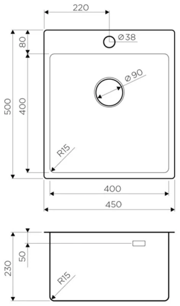 Мойка для кухни Omoikiri Amadare 45-IN 45 см нержавеющая сталь 4993802 (детальная фотография), врезные