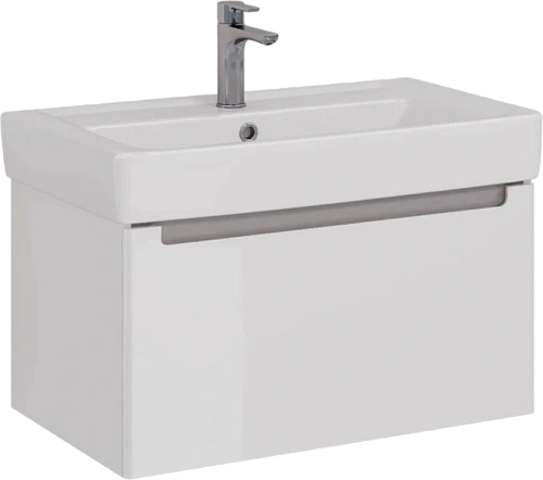 Тумба под раковину подвесная Lemark Buno Mini 80 см белый глянец - фото 1