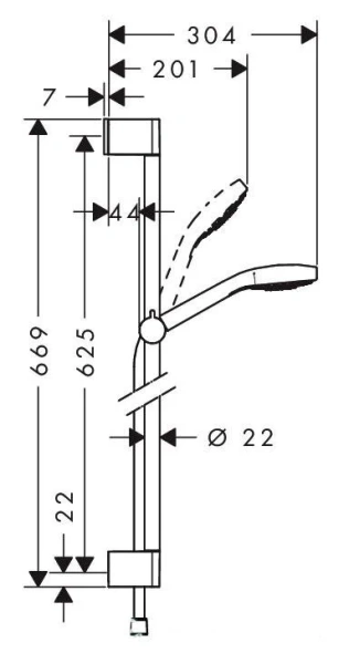 Душевой гарнитур Hansgrohe Croma Select E белый/хром 26582400 (детальная фотография), душевые гарнитуры