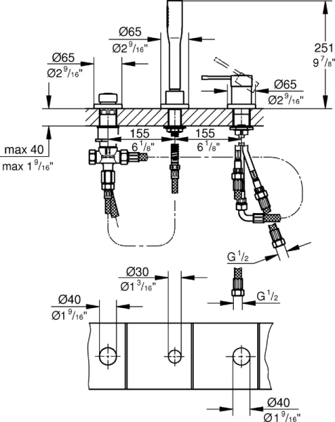 Смеситель для ванны Grohe Essence 19976001 (детальная фотография), современные, hi-tech