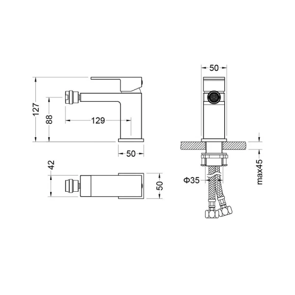 Смеситель для биде Акватек Либра черный AQ1618MB (детальная фотография), для биде