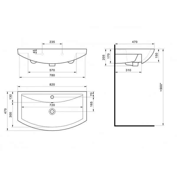 Раковина santek Балтика-80 1.WH50.1.524 (детальная фотография), современные, hi-tech