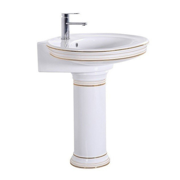 Раковина Ceramalux Luxe Classic 75 см с пьедесталом (детальная фотография), подвесные, на пьедестал, пристенные