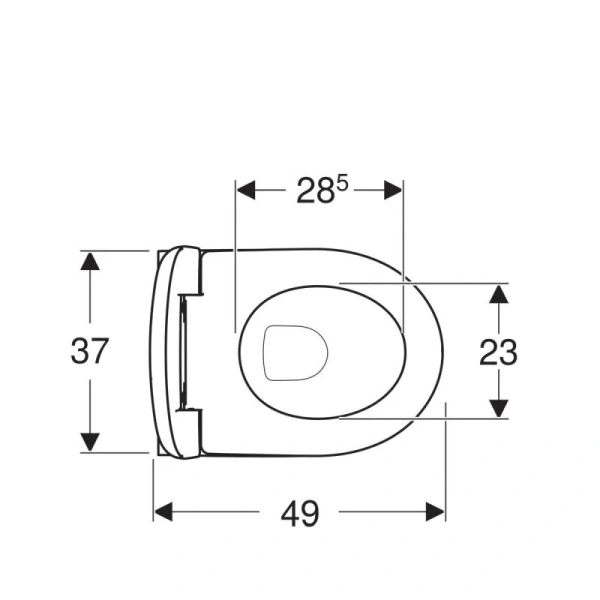 Унитаз подвесной Geberit Renova Compact с сиденьем микролифт 500.803.00.1 (детальная фотография), с горизонтальным, прямым выпуском, с прямым выпуском