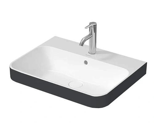 Раковина Duravit Happy D.2 60 см антрацит матовый/белый - фото 4