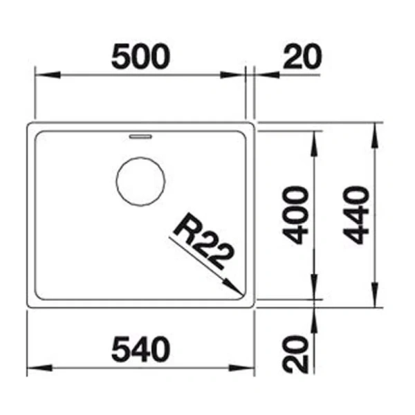 Мойка для кухни Blanco Andano 54 см нержавеющая сталь 522967 (детальная фотография), из нержавеющей стали, стальные, металлические