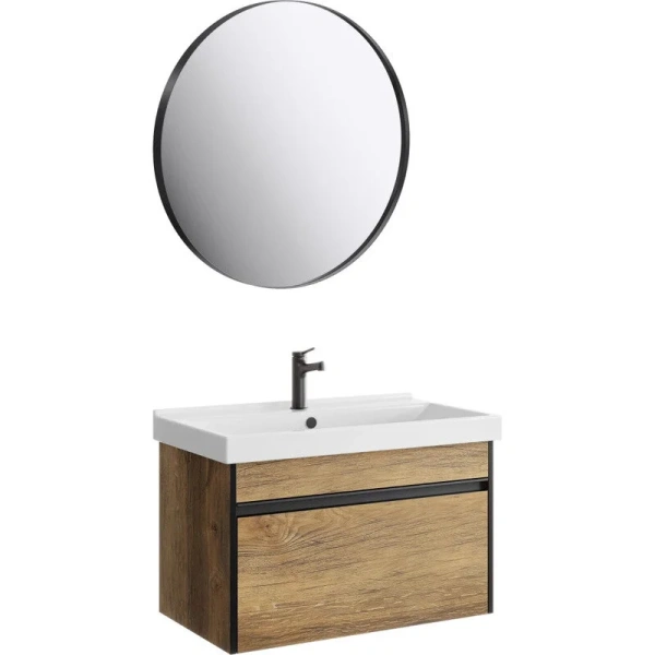 Тумба с раковиной подвесная Aqwella Urban URB0108 80 см с одним ящиком (детальная фотография), 80 см