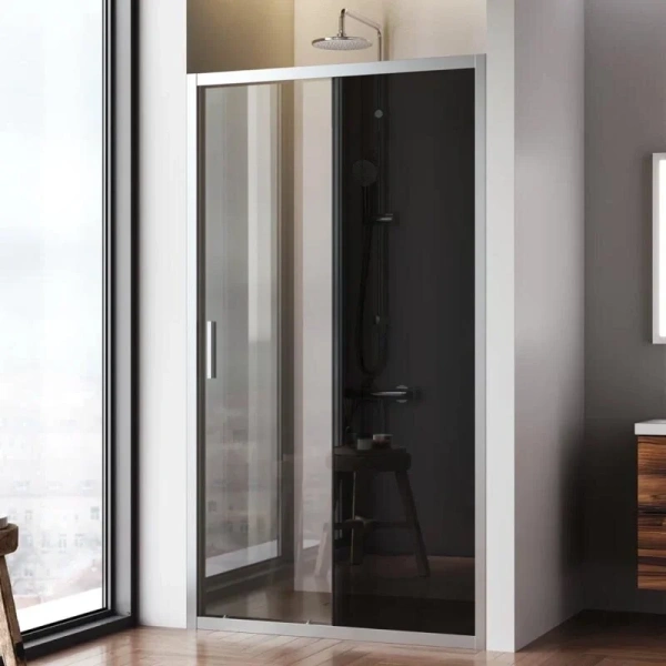 Душевая дверь в нишу AM.PM Gem Solo 110 см профиль хром стекло тонированное W90G-110-1-195MG (детальная фотография), тонированные