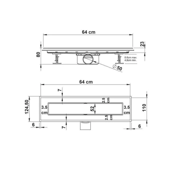 Душевой лоток Vincea Say Anzer 65 см с решеткой SAY.72.2.60.STN (детальная фотография), душевой лоток