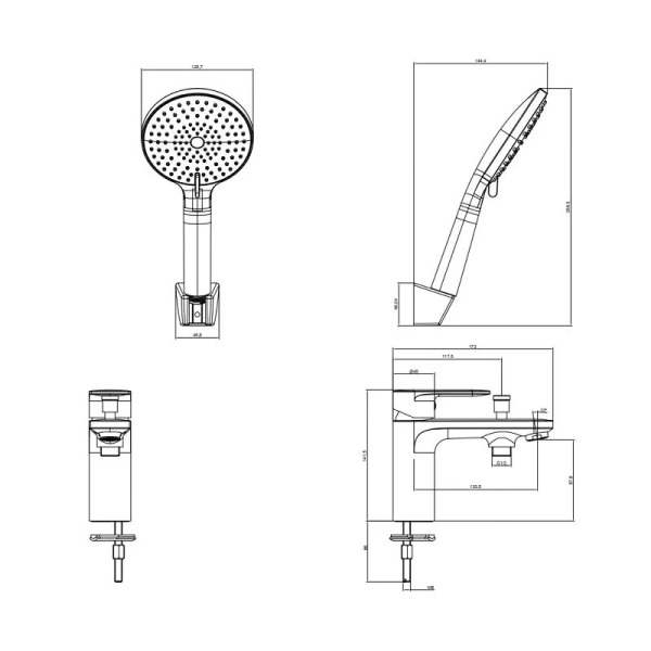 Смеситель для ванны Акватек Ника черный матовый AQ1844MB (детальная фотография), для ванны