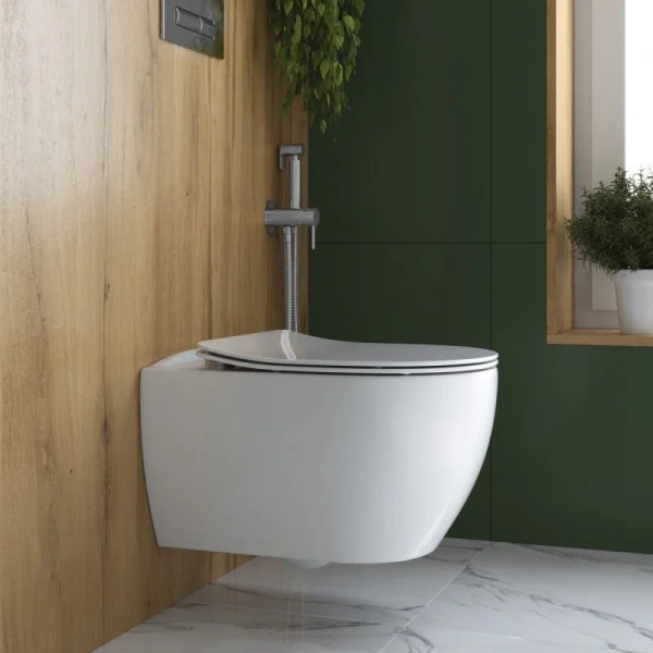 Унитаз подвесной Cezares Comfort без крышки CZR-191-TH/BS (детальная фотография), c функцией биде