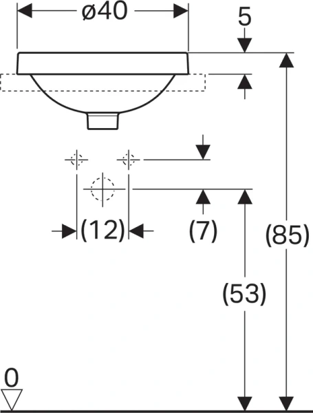 Раковина Geberit VariForm 500.70 40 см встраиваемая (детальная фотография), из санфарфора