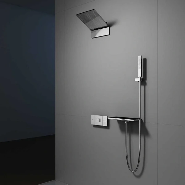 Душевой комплект Vincea Futura VSFW-2F11T термостатический (детальная фотография), хром, черные, другие