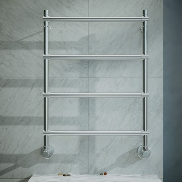 Полотенцесушитель водяной Margaroli Sole 442, 4 секции хром 4424704CRN (детальная фотография), лесенка, вертикальные