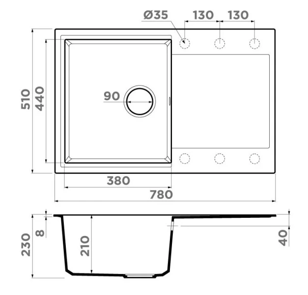 Мойка для кухни Omoikiri Daisen 78T WH 78 см белая 4993522 (детальная фотография), врезные