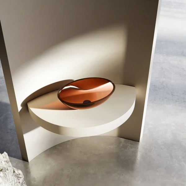 Раковина Abber Kristall 50 см коричневая AT2802Opal (детальная фотография), накладные (на столешницу), пристенные