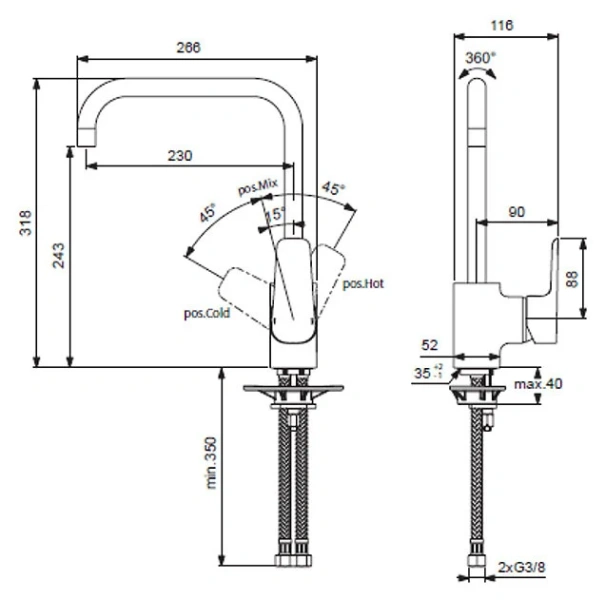 Смеситель для кухни Ideal Standard Ceraplan III хром B0725AA (детальная фотография), для кухни