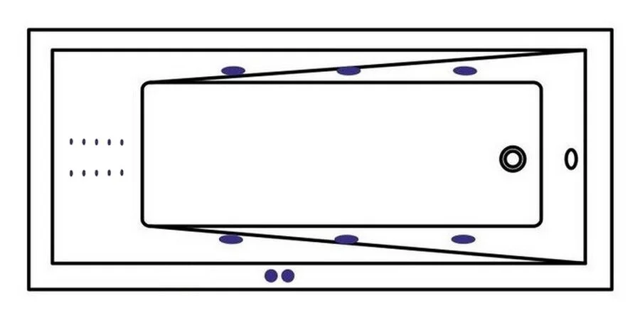Ванна гидромассажная Whitecross Wave 160 x 70 см, LINE NANO, золото, белый, 0101.160070.100.LINENANO.GL (детальная фотография), современныe, hi-tech