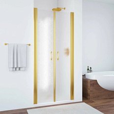 Душевая дверь профиль золотой стекло шиншилла Vegas-glass