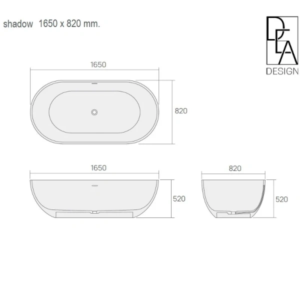 Ванна DEA Design Shadow DD8619 1650 R9, 165 х 82 см, полиэфирная смола, цвет brown copper (коричневая медь) (детальная фотография), полиэфирная смола