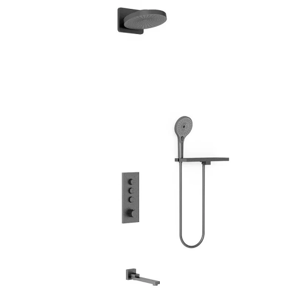 Душевой комплект Vincea встраиваемый, вороненая сталь VSFW-433TI1RGM (детальная фотография), душевые комплекты, наборы