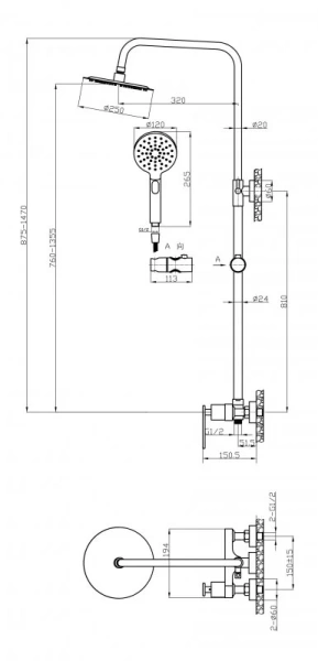 Душевая стойка Cezares Momento хром MOMENTO-CD-01 (детальная фотография), современные, hi-tech