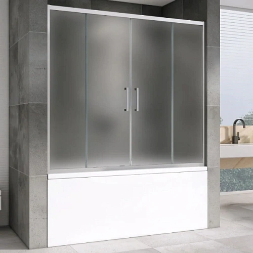 Шторка для ванны Abber Schwarzer Diamant 170x140 см профиль хром, стекло матовое - фото 2